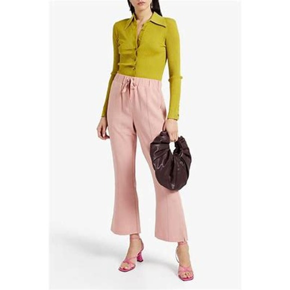 CINQ À SEPT Mabel Cropped Crepe Flared Pants in Antique Rose